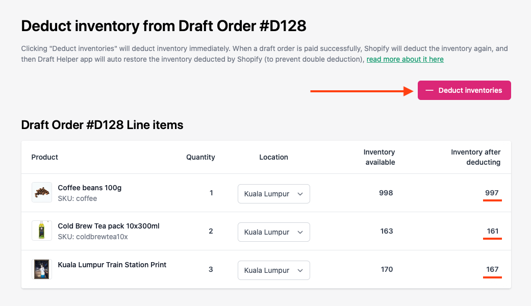 Draftable ‑ Draft Order Helper - Add discount code, edit item