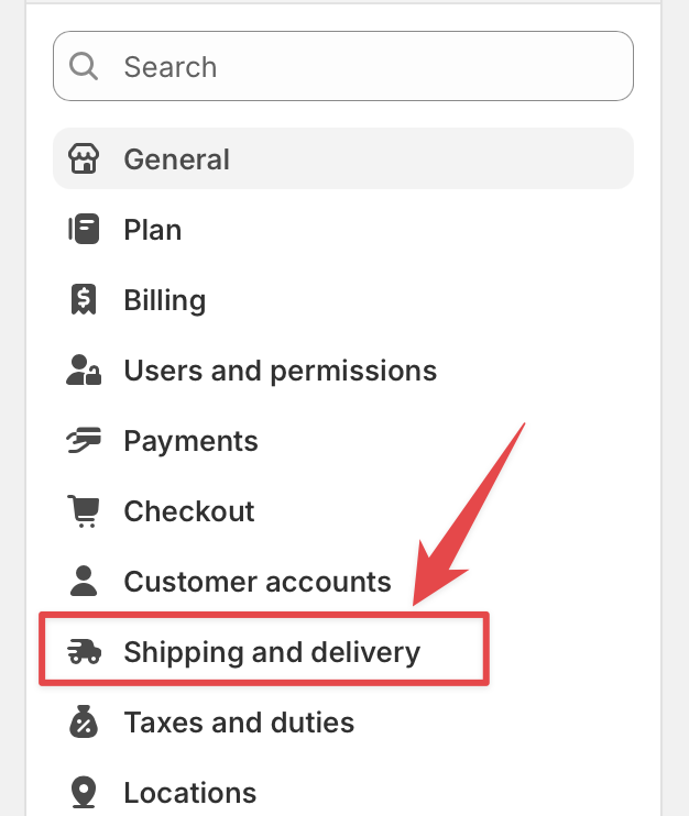 Shipping and delivery setting